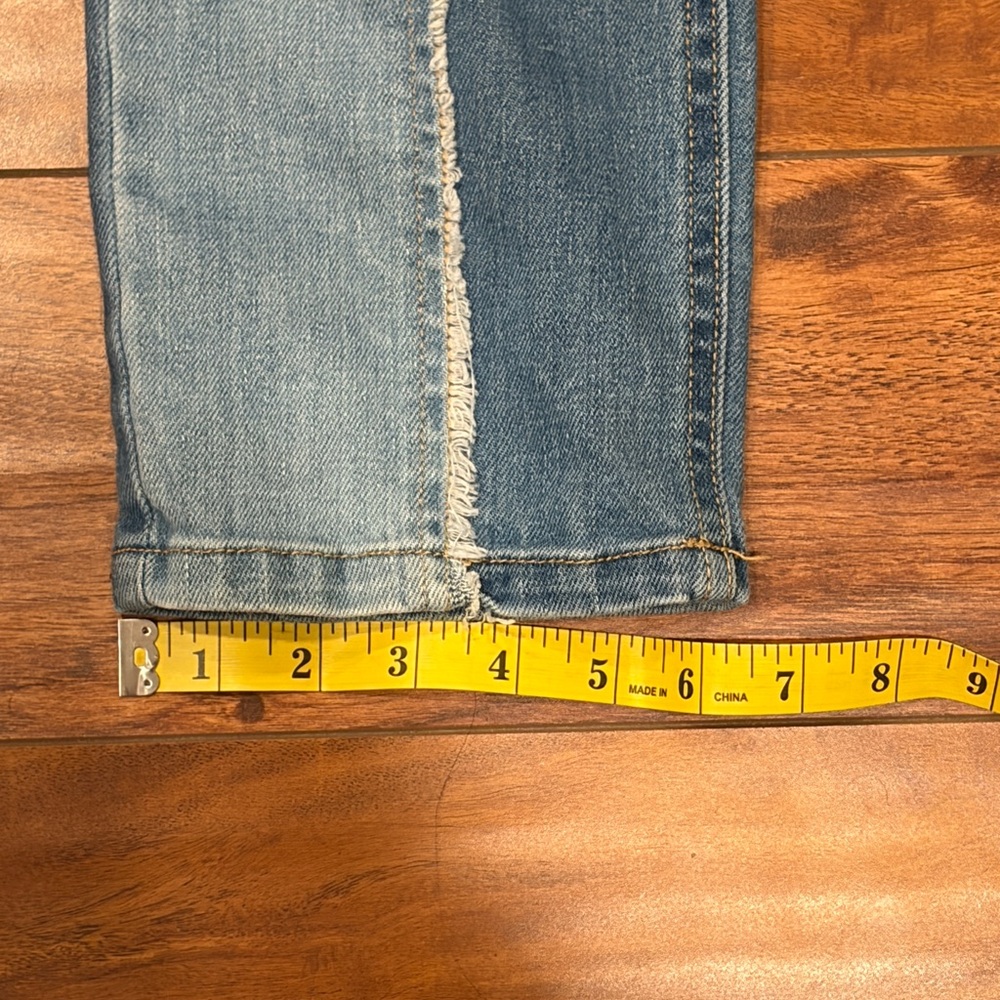 Wild Fable Highest Rise Slim Straight Patchwork Two Toned Denim Jeans Size 00 - Picture 8 of 10
